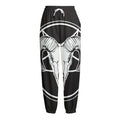 Satan Goat Skull Pentagram Print Fleece Lined Knit Pants
