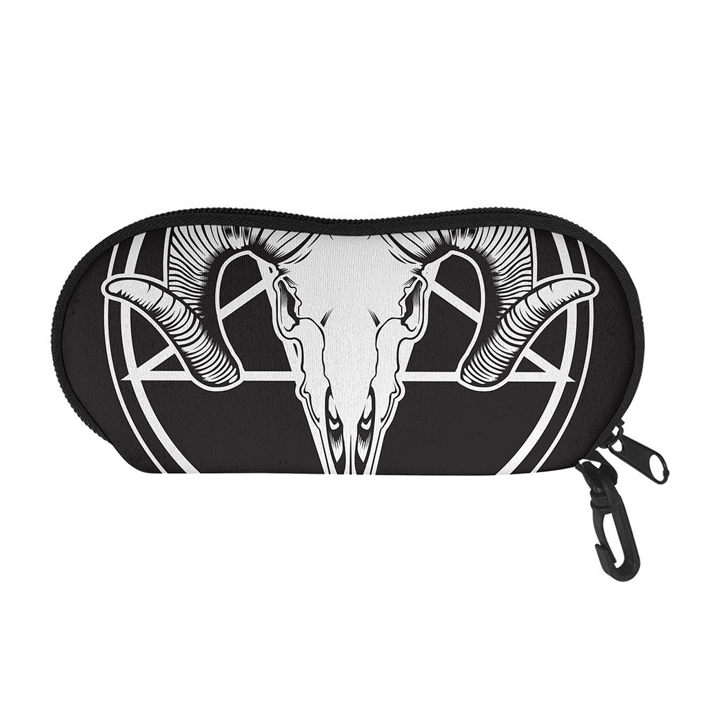 Satan Goat Skull Pentagram Print Glasses Case