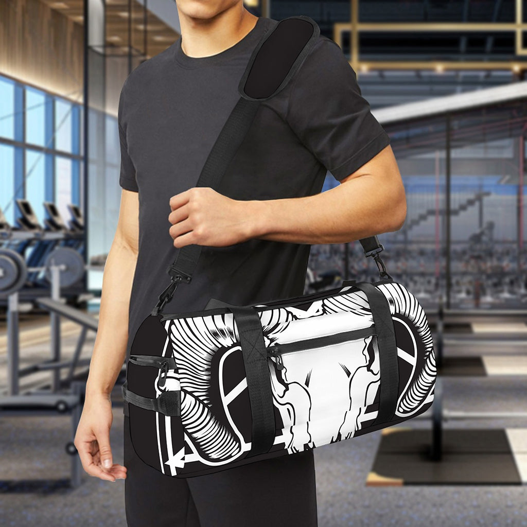 Satan Goat Skull Pentagram Print Gym Bag