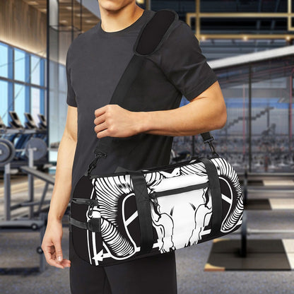 Satan Goat Skull Pentagram Print Gym Bag