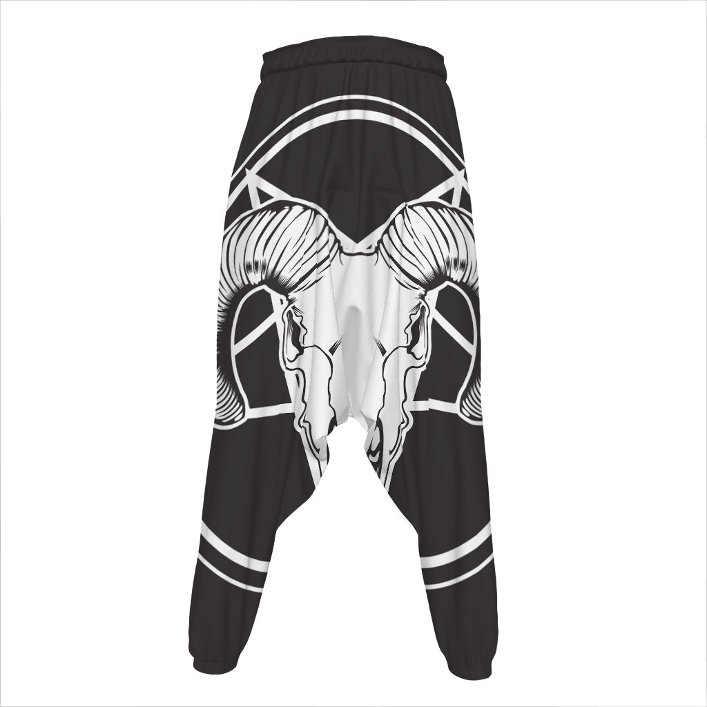 Satan Goat Skull Pentagram Print Hammer Pants