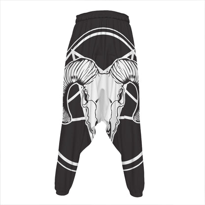 Satan Goat Skull Pentagram Print Hammer Pants