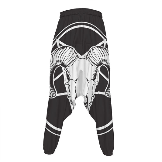 Satan Goat Skull Pentagram Print Hammer Pants