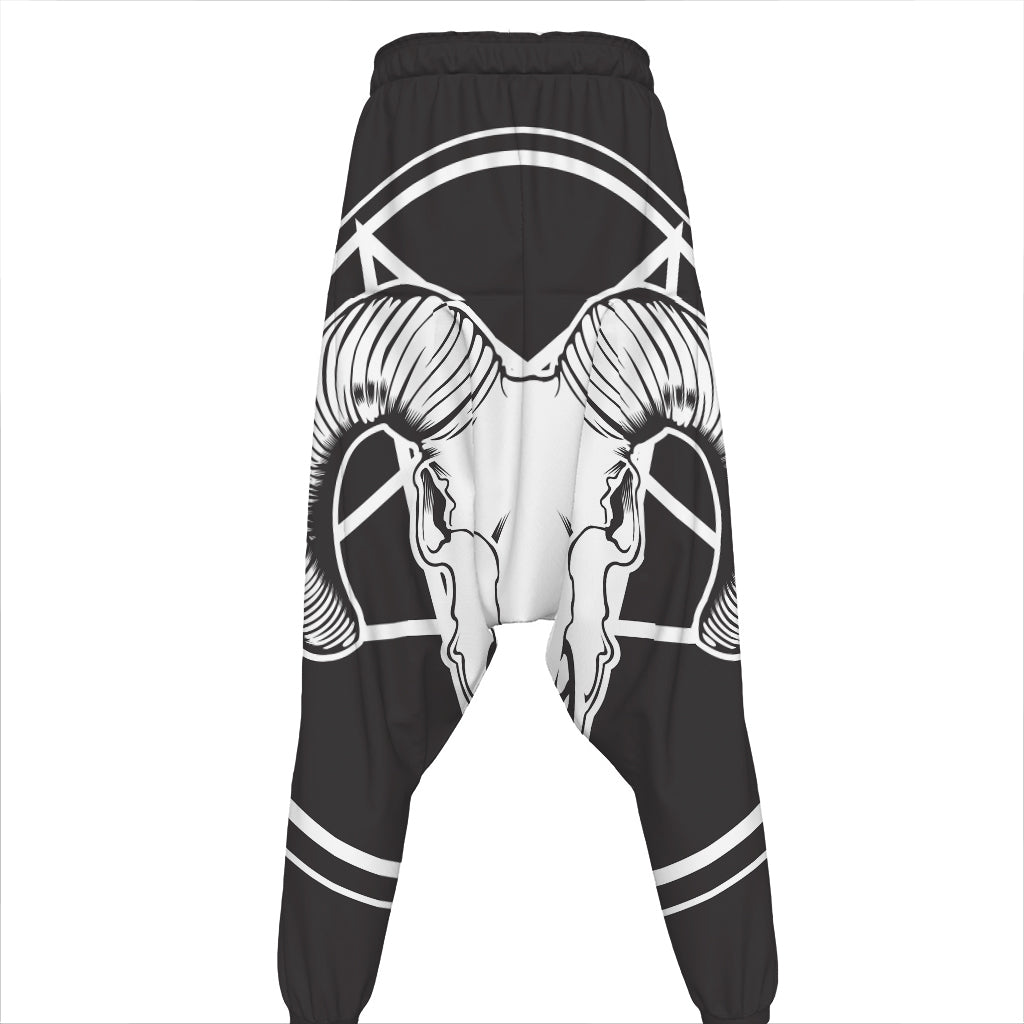 Satan Goat Skull Pentagram Print Hammer Pants