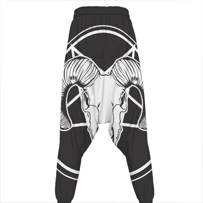 Satan Goat Skull Pentagram Print Hammer Pants