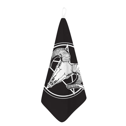Satan Goat Skull Pentagram Print Hand Towel