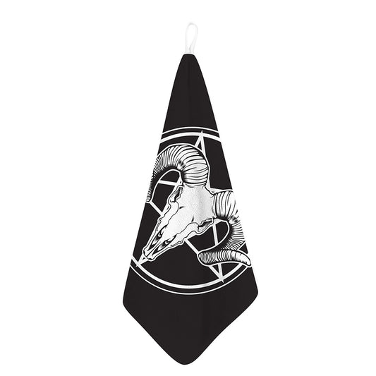 Satan Goat Skull Pentagram Print Hand Towel