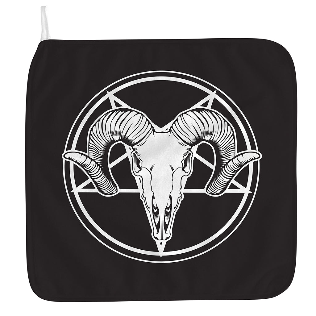 Satan Goat Skull Pentagram Print Hand Towel