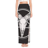 Satan Goat Skull Pentagram Print High Slit Maxi Skirt