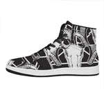 Satan Goat Skull Pentagram Print High Top Leather Sneakers