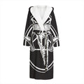 Satan Goat Skull Pentagram Print Hooded Bathrobe