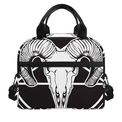 Satan Goat Skull Pentagram Print Insulated Lunch Bag