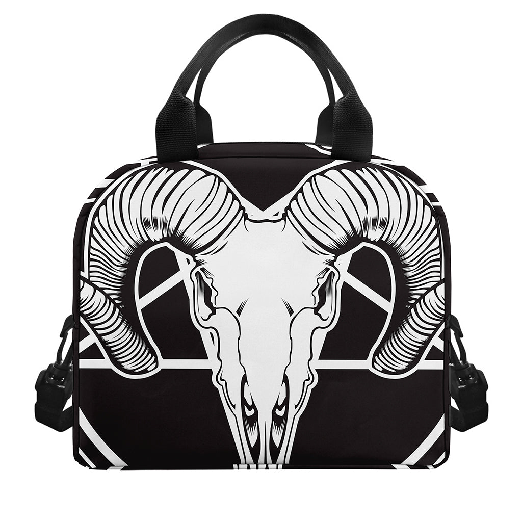 Satan Goat Skull Pentagram Print Insulated Lunch Bag