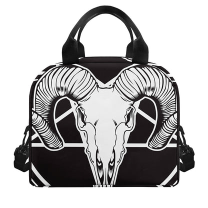 Satan Goat Skull Pentagram Print Insulated Lunch Bag