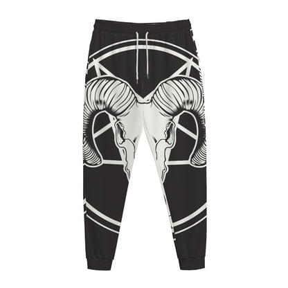 Satan Goat Skull Pentagram Print Jogger Pants