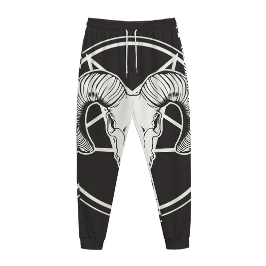 Satan Goat Skull Pentagram Print Jogger Pants