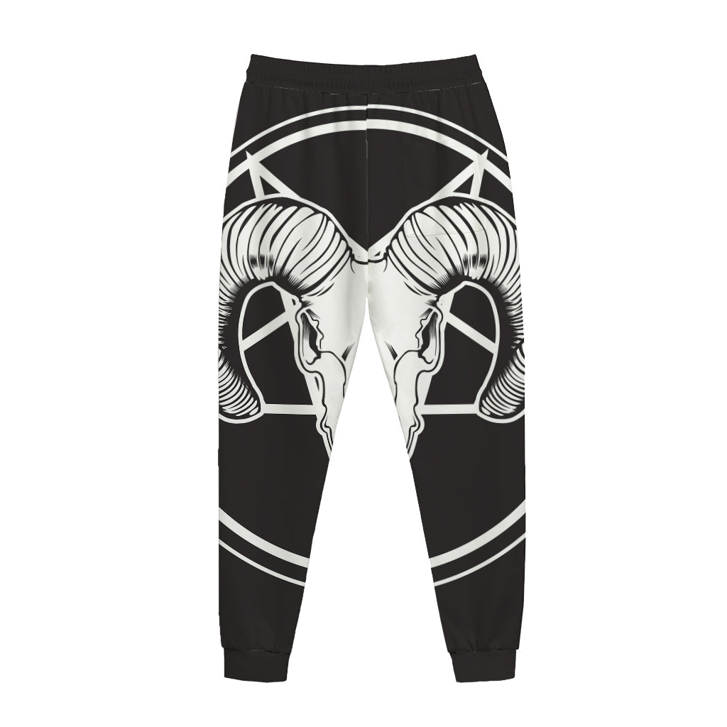 Satan Goat Skull Pentagram Print Jogger Pants
