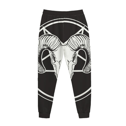Satan Goat Skull Pentagram Print Jogger Pants