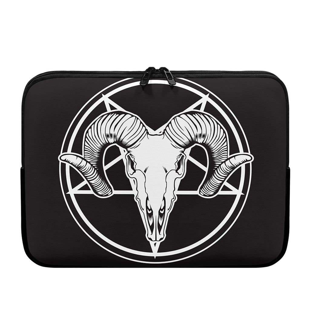 Satan Goat Skull Pentagram Print Laptop Sleeve
