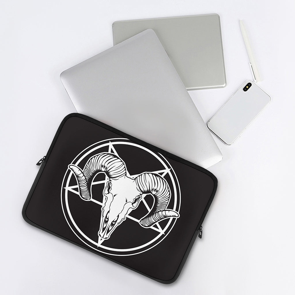 Satan Goat Skull Pentagram Print Laptop Sleeve