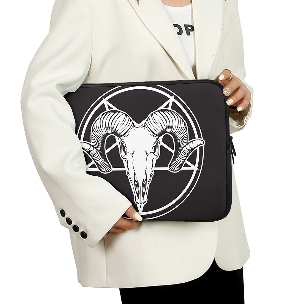 Satan Goat Skull Pentagram Print Laptop Sleeve