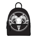 Satan Goat Skull Pentagram Print Leather Backpack