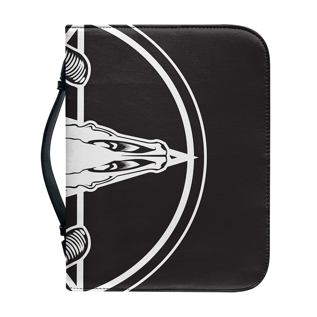 Satan Goat Skull Pentagram Print Leather Bible Cover