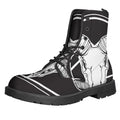 Satan Goat Skull Pentagram Print Lace-Up Boots