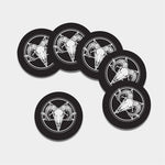Satan Goat Skull Pentagram Print Leather Coaster Set