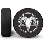 Satan Goat Skull Pentagram Print Leather Spare Tire Cover