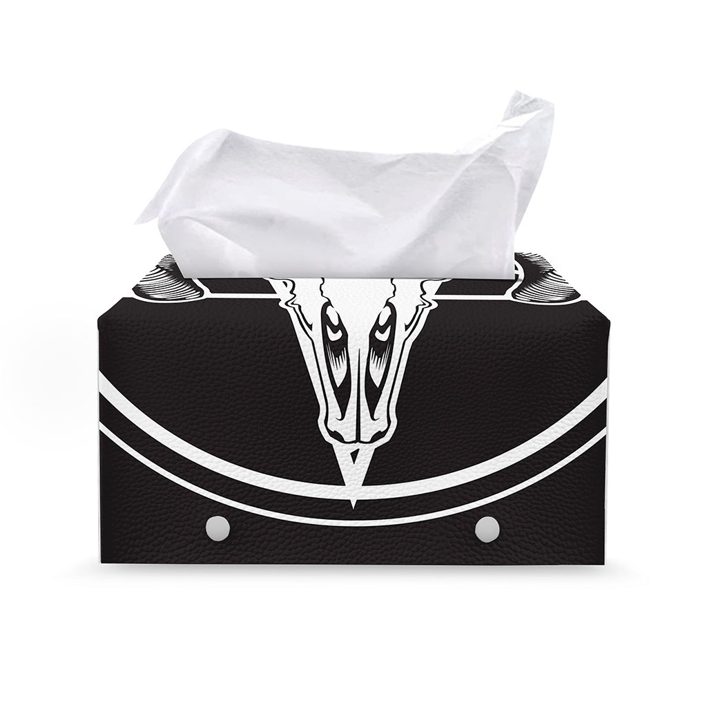 Satan Goat Skull Pentagram Print Leather Tissue Box Cover