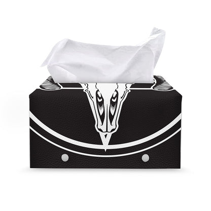 Satan Goat Skull Pentagram Print Leather Tissue Box Cover