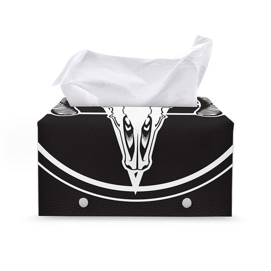 Satan Goat Skull Pentagram Print Leather Tissue Box Cover