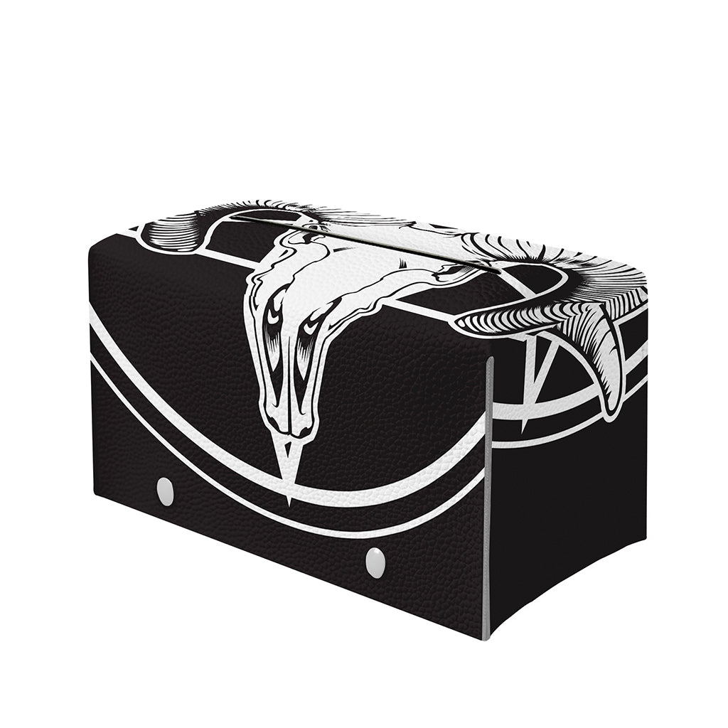 Satan Goat Skull Pentagram Print Leather Tissue Box Cover