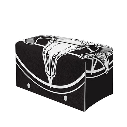 Satan Goat Skull Pentagram Print Leather Tissue Box Cover