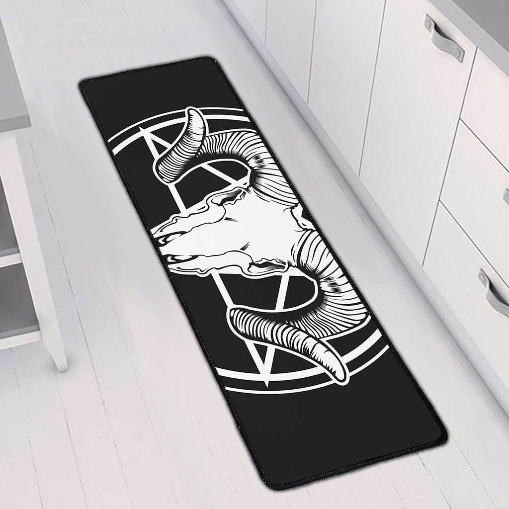 Satan Goat Skull Pentagram Print Long Kitchen Mat