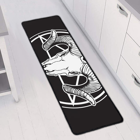 Satan Goat Skull Pentagram Print Long Kitchen Mat