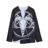 Satan Goat Skull Pentagram Print Long Sleeve Short Coat