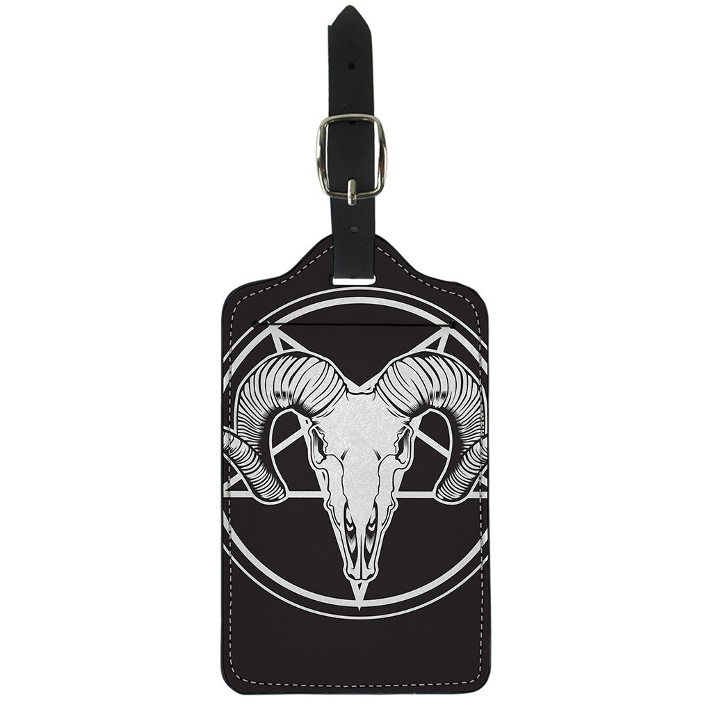 Satan Goat Skull Pentagram Print Luggage Tag