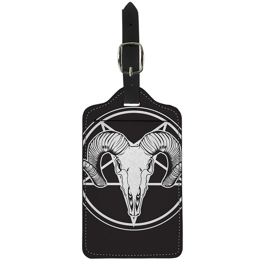 Satan Goat Skull Pentagram Print Luggage Tag