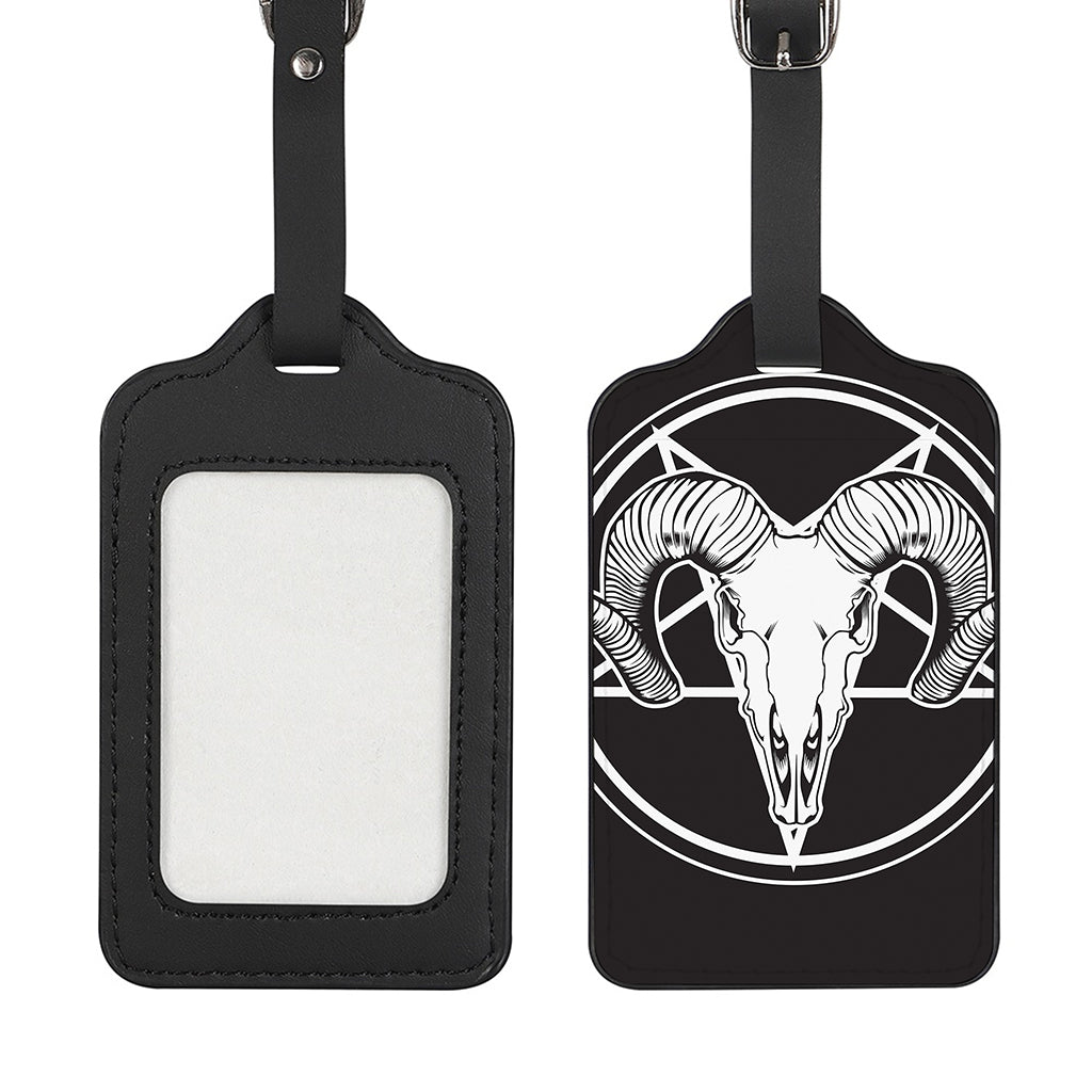Satan Goat Skull Pentagram Print Luggage Tag