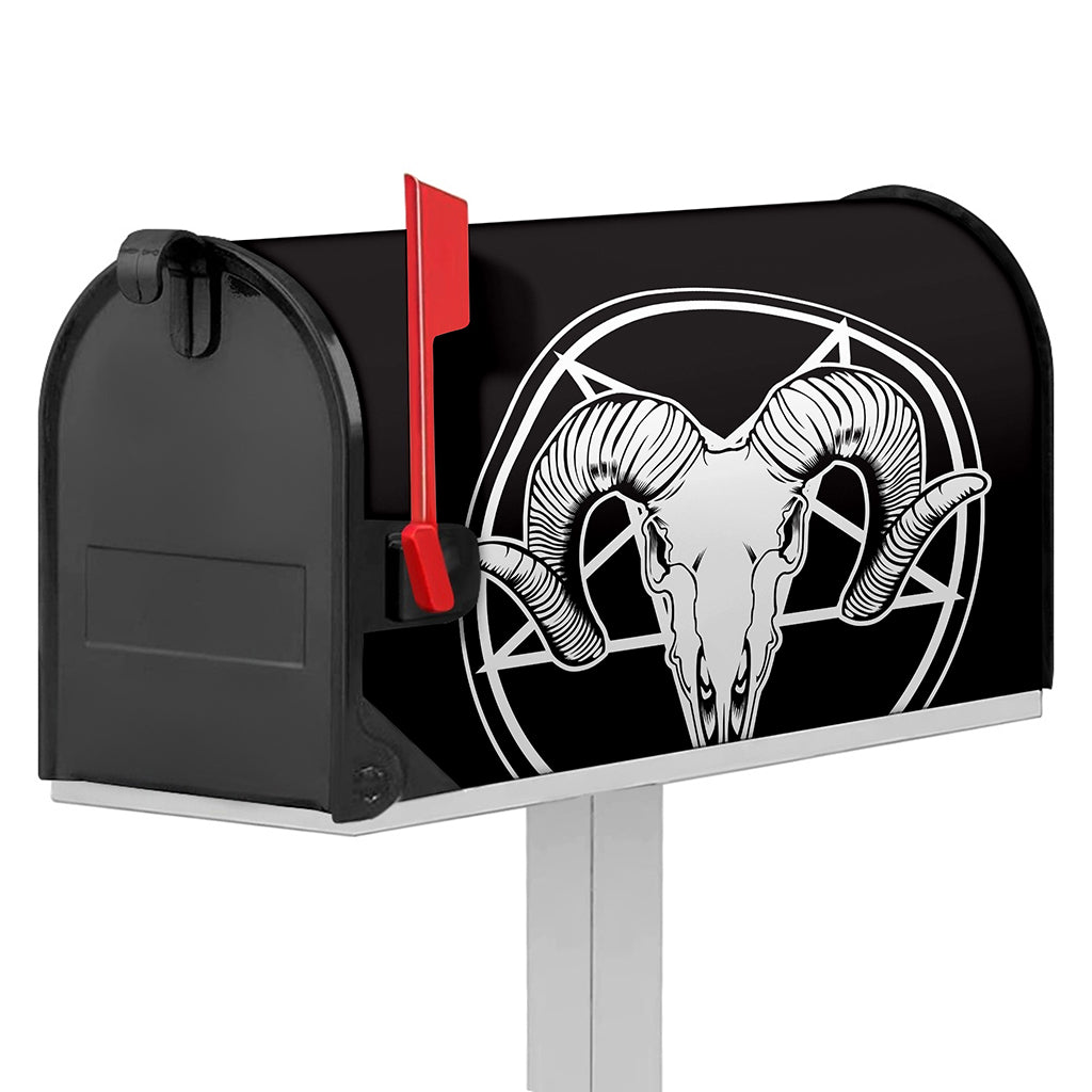 Satan Goat Skull Pentagram Print Mailbox Cover