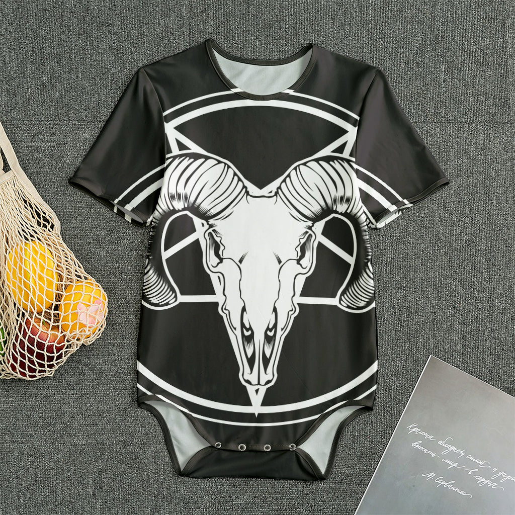 Satan Goat Skull Pentagram Print Men's Bodysuit