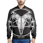 Satan Goat Skull Pentagram Print Men's Bomber Jacket