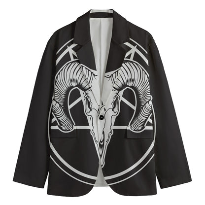 Satan Goat Skull Pentagram Print Men's Cotton Blazer