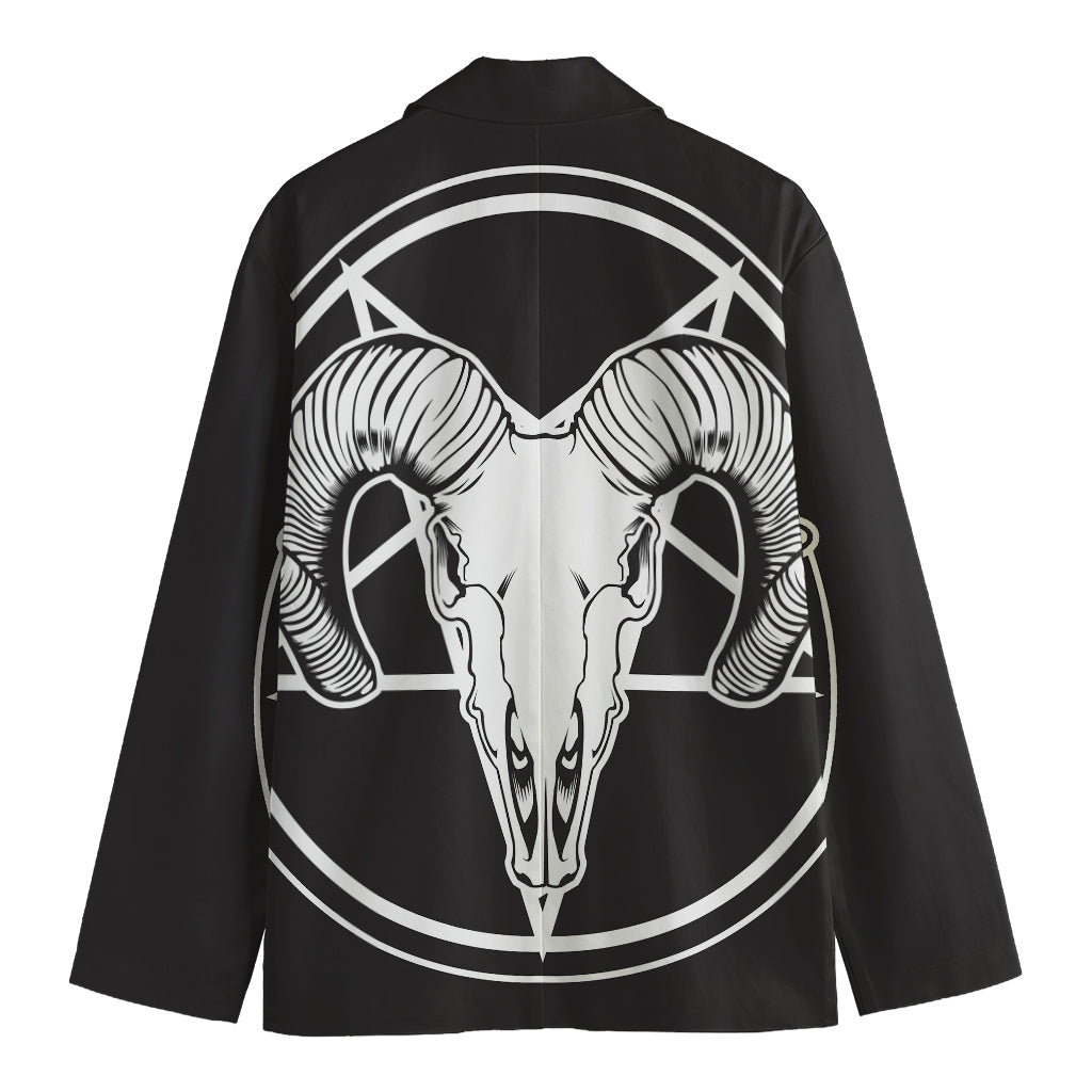 Satan Goat Skull Pentagram Print Men's Cotton Blazer