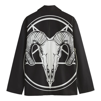 Satan Goat Skull Pentagram Print Men's Cotton Blazer