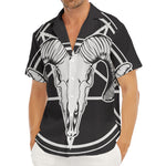 Satan Goat Skull Pentagram Print Men's Deep V-Neck Shirt