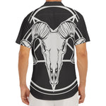Satan Goat Skull Pentagram Print Men's Deep V-Neck Shirt