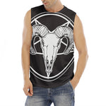 Satan Goat Skull Pentagram Print Men's Fitness Tank Top